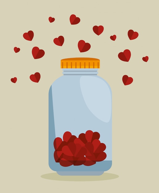 Mason jar with hearts for charity donation