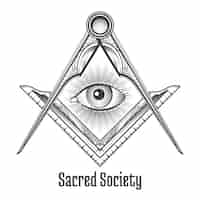 Free vector masonic square and compass symbol. mystic occult esoteric, sacred society.