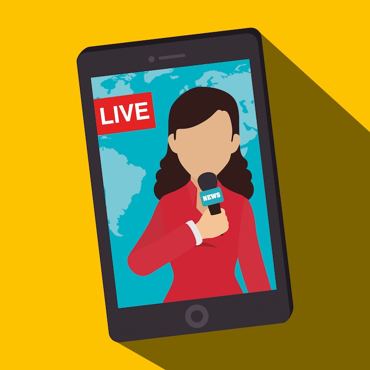 Free Vector mass media news on mobile