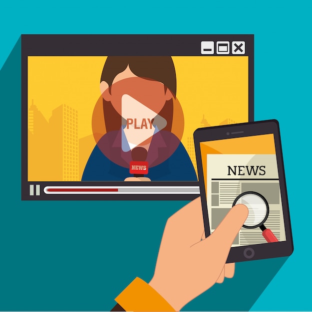 Mass media news on tv and mobile