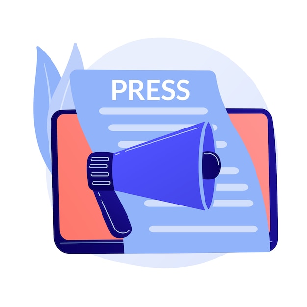 Free vector mass media, press release. newspaper publishing, daily news, propaganda idea. tabloid with headline. reportage, journalism design element.