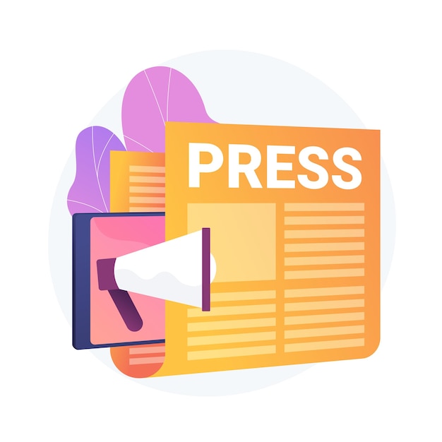 Free vector mass media, press release. newspaper publishing, daily news, propaganda idea. tabloid with headline. reportage, journalism design element.