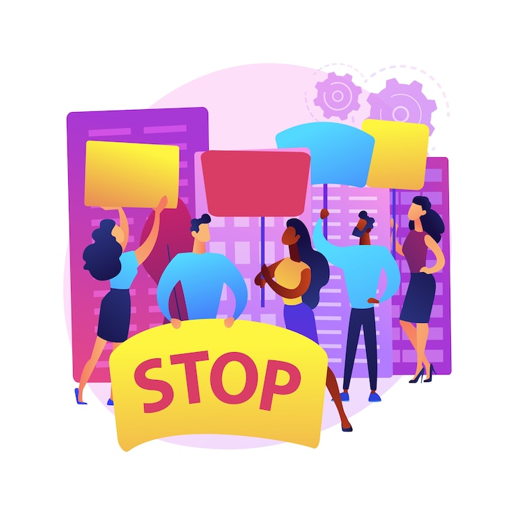 Free Vector mass protest abstract concept  illustration. demonstration, violent riots, social movement, political rights, racial equity, law enforcement, political activist, democracy .