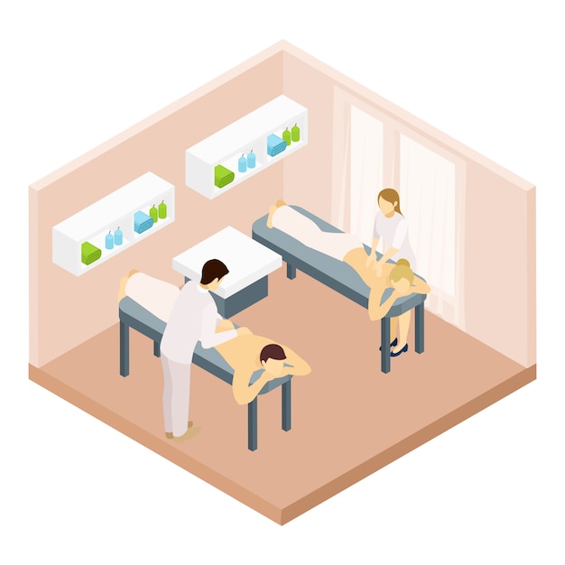 Free vector massage room isometric illustration