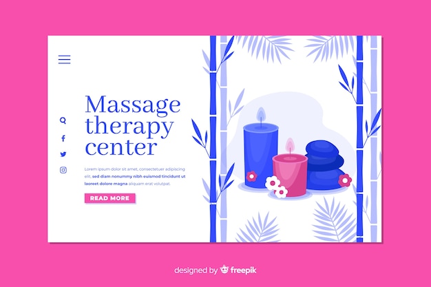 Free vector massage therapy center landing page