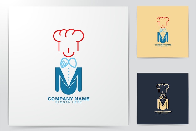 Идеи логотипа шеф-повара. Дизайн логотипа вдохновения. Шаблон векторные иллюстрации. Изолированные на белом фоне