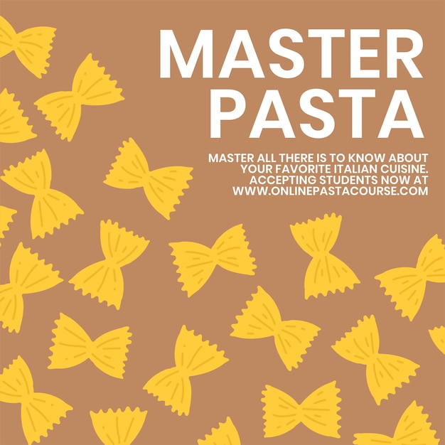 Vettore gratuito master pasta pasta cibo modello vettoriale carino scarabocchio social media post