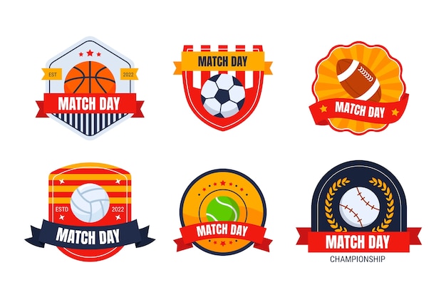 Бесплатное векторное изображение Дизайн набора наклеек на день матча