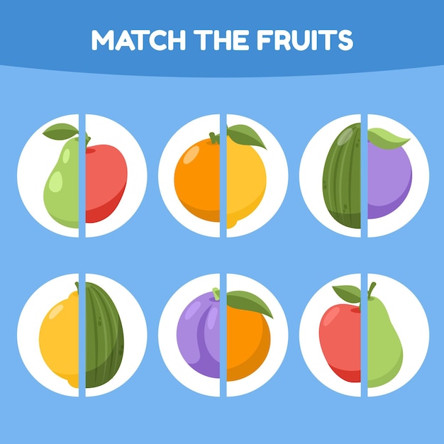 Free vector match game for kids illustration