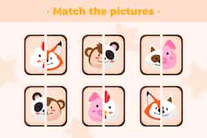 Free vector match game with animals