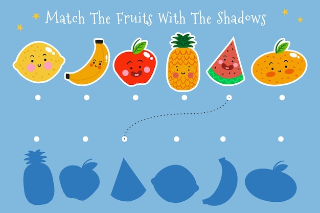 Vettore gratuito gioco di abbinamento con illustrazioni di frutta