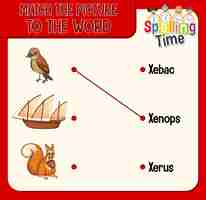 Free vector match the picture to the word worksheet for children