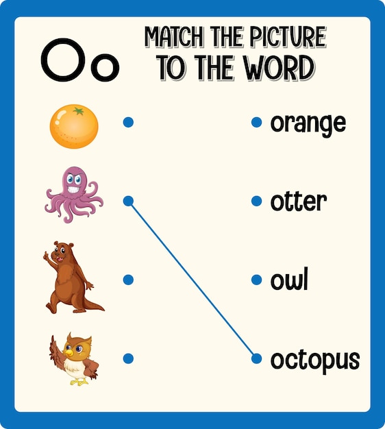 Match the picture to the word worksheet for children