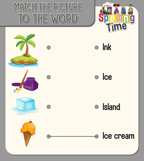 Match the picture to the word worksheet for children