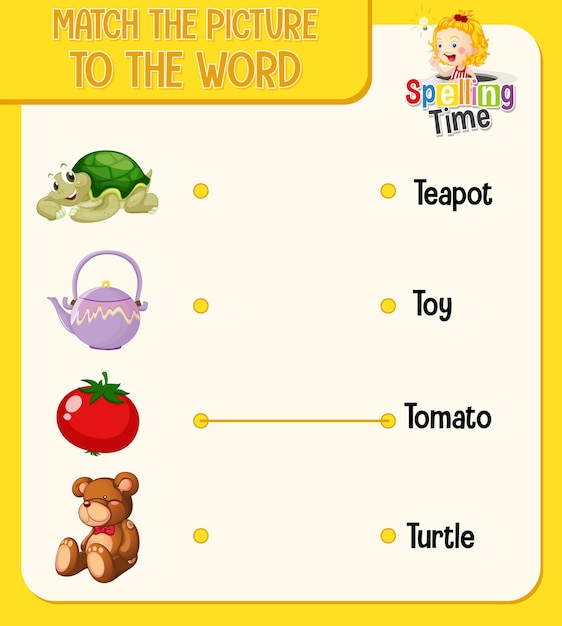 Match the picture to the word worksheet for children