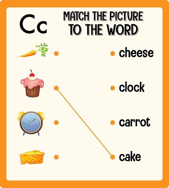 Match the picture to the word worksheet for children