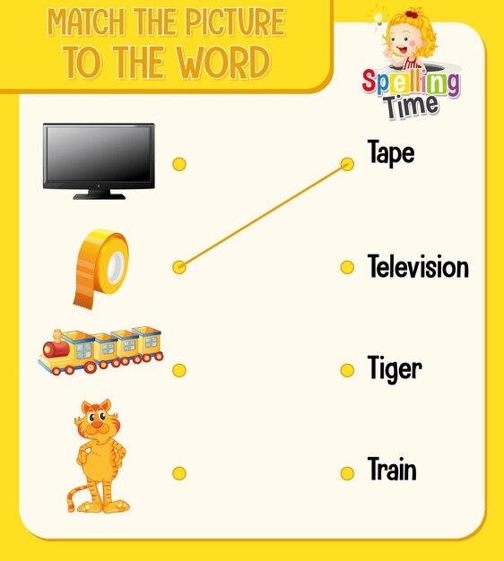 Match the picture to the word worksheet for children