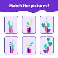 Free vector match the pictures game for kids