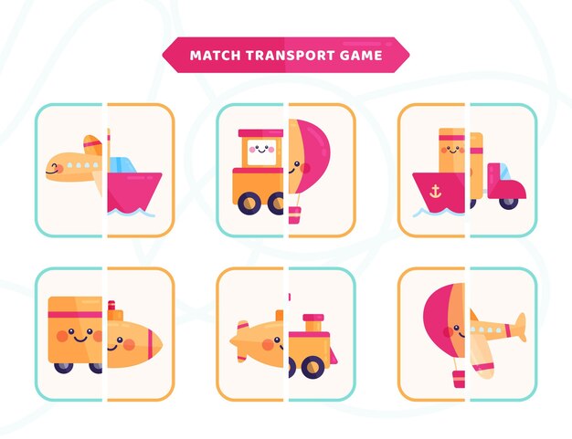 Free vector match transport game for children