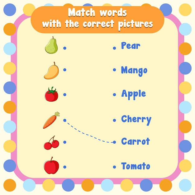 Free vector match the words with the correct pictures