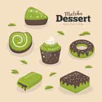 Vettore gratuito concetto di raccolta di dessert matcha