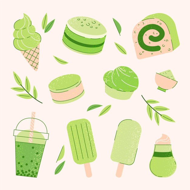 matcha dessert collection concept
