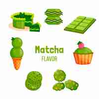 Vettore gratuito collezione di dessert matcha