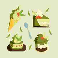 Free vector matcha dessert collection