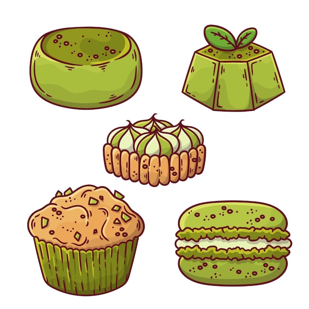 Бесплатное векторное изображение Матча десертная коллекция