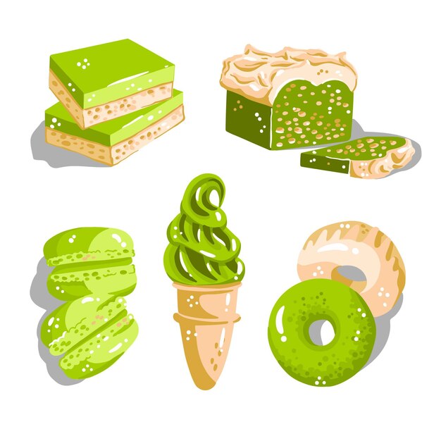 Free Vector Matcha Dessert Collection