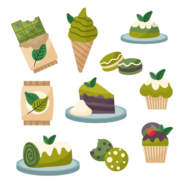 Free vector matcha dessert