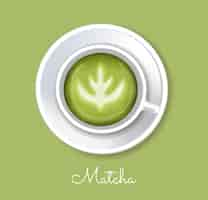 Free vector matcha green tea powder vector realistic. product placement mock up healthy drink label designs