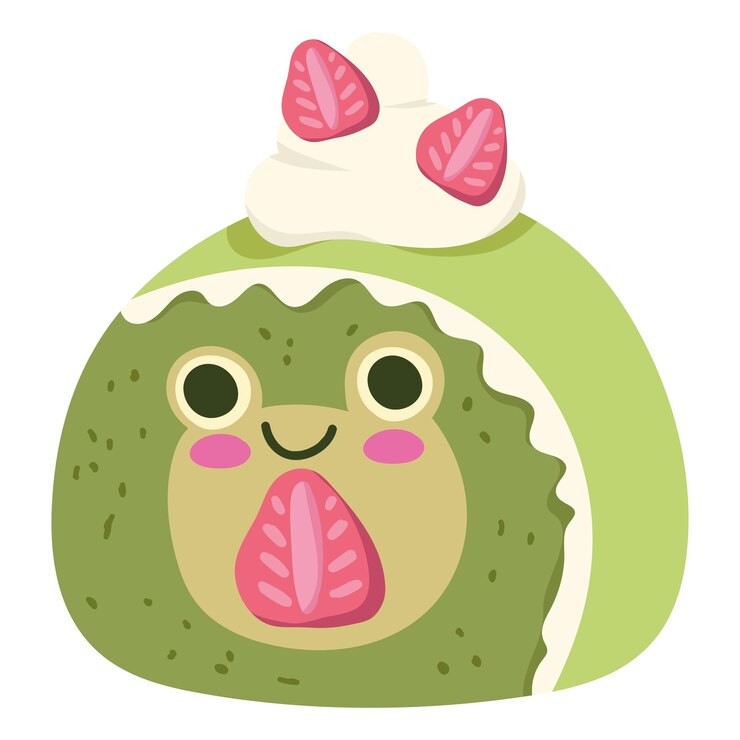 Free Vector matcha roll with fruits cartoon icon isolated