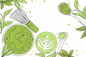 Free vector matcha tea background theme