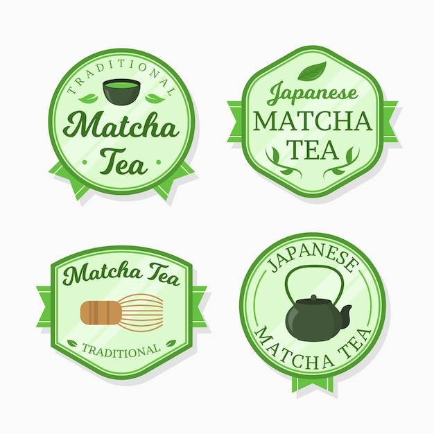 Matcha tea badge collection