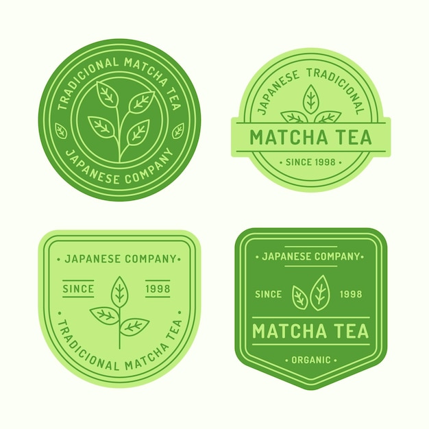 Free vector matcha tea badges concept