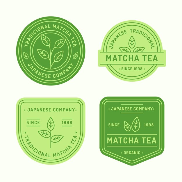 Matcha tea badges concept