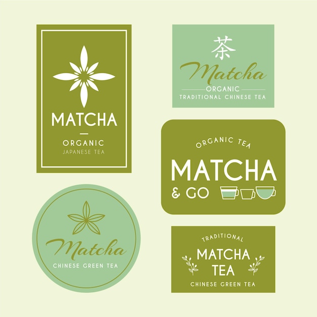 Free vector matcha tea badges set