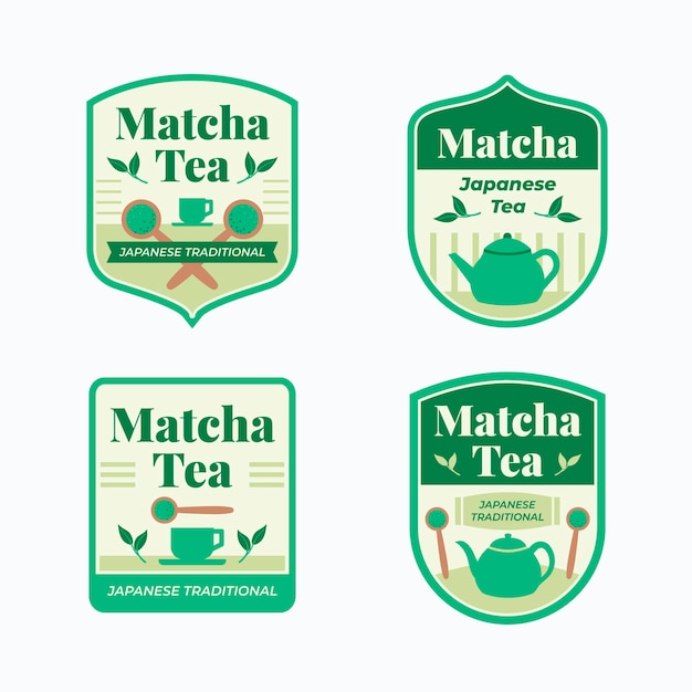 Free vector matcha tea badges