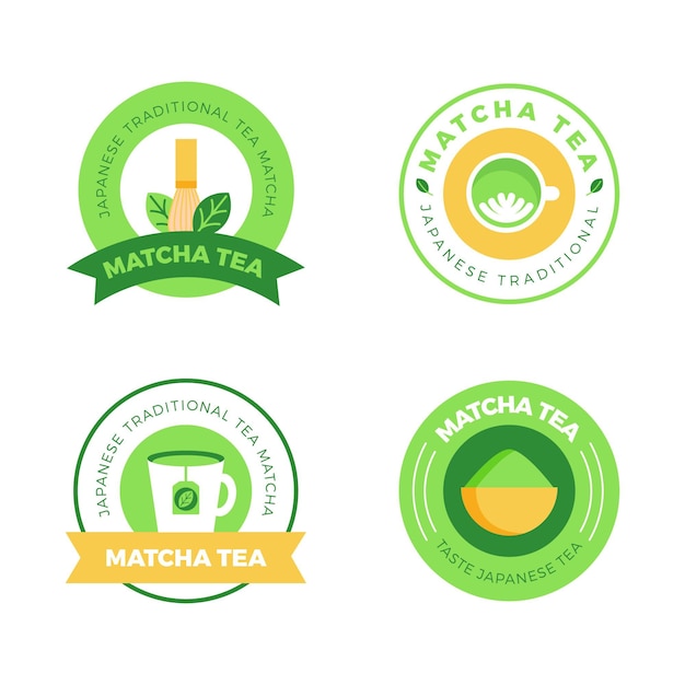 Free vector matcha tea badges