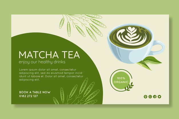 Matcha tea banner template