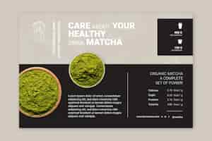 Vettore gratuito modello di banner di tè matcha