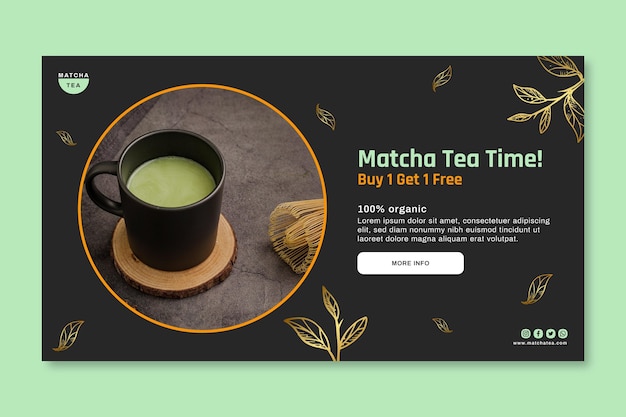 Vettore gratuito modello di banner di tè matcha