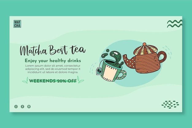 Matcha tea banner template