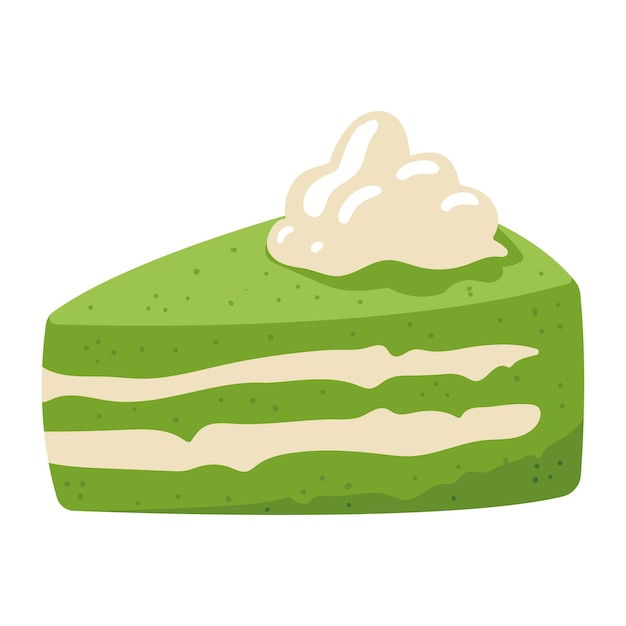 Free vector matcha tea cake icon isolated vector