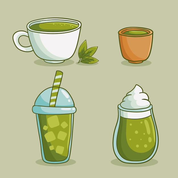 Matcha tea collection concept