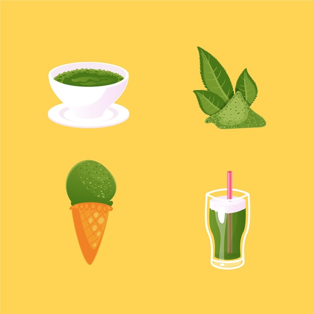 Free vector matcha tea collection