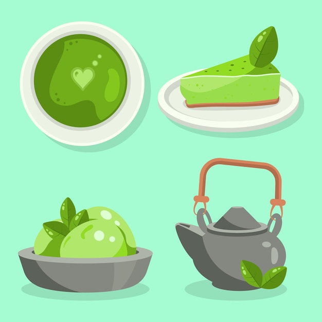 Free vector matcha tea collection