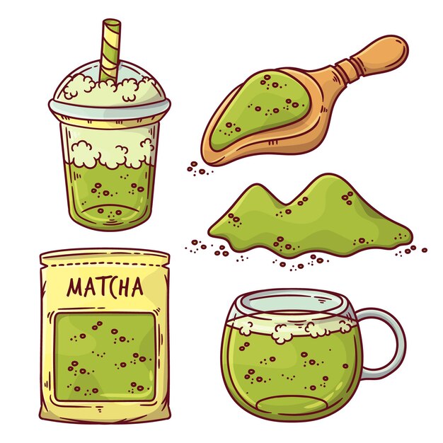 Free vector matcha tea collection