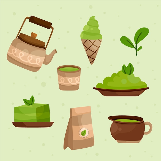 Free vector matcha tea collection